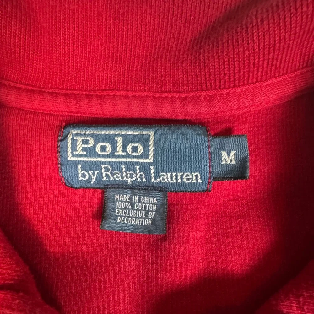 Polo Ralph Lauren Men Red Quarter Zip Pullover Sweatshirt Size Medium